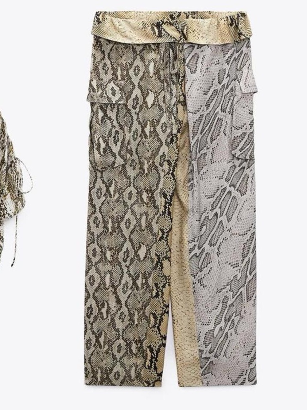 Zara Two-Tone Snake-Print Aladdin Wide Leg Pants size Large